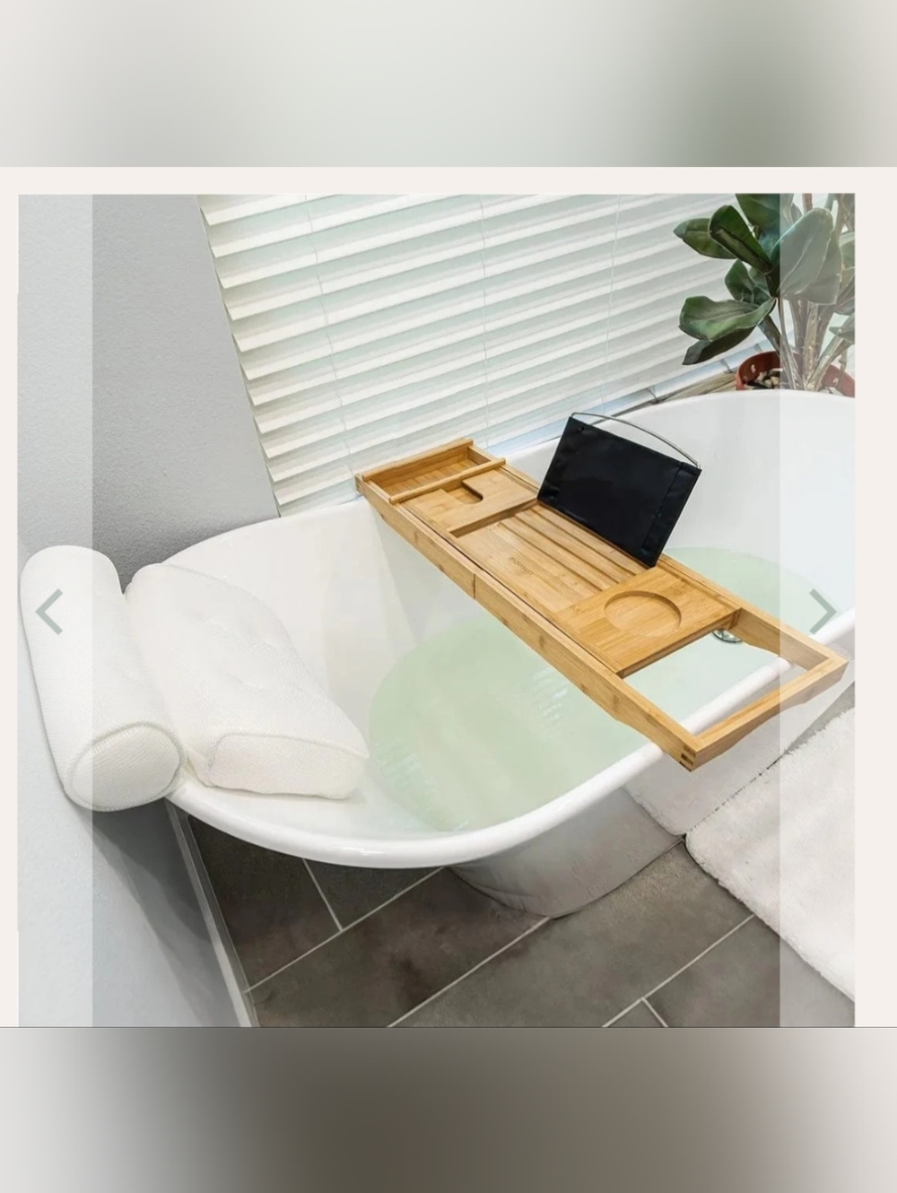 New!Bamboo Bathtub Caddy Tray & Bath Pillow